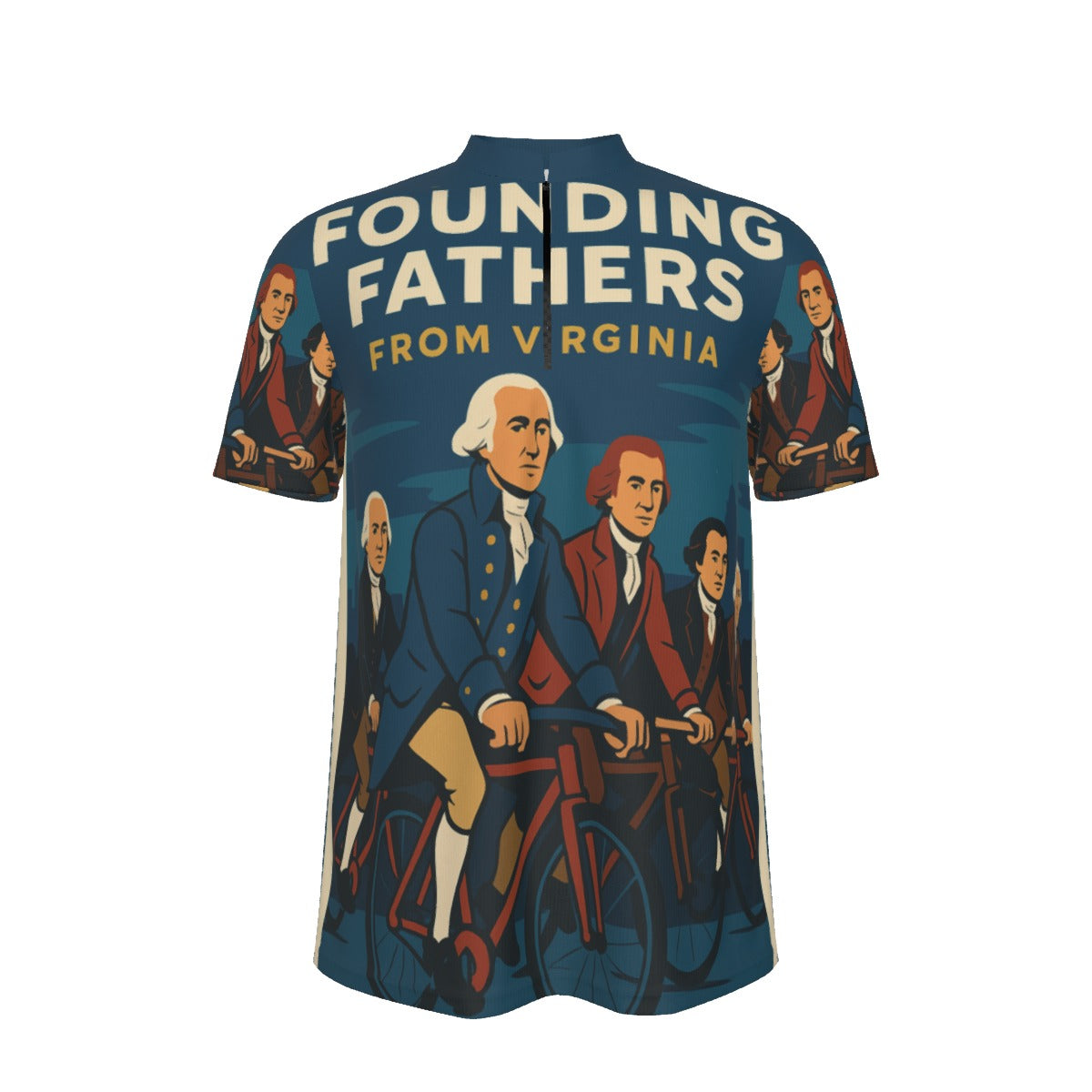 Founding Fathers From Virginia All-over Print Men's MTB Jersey With Black Zipper