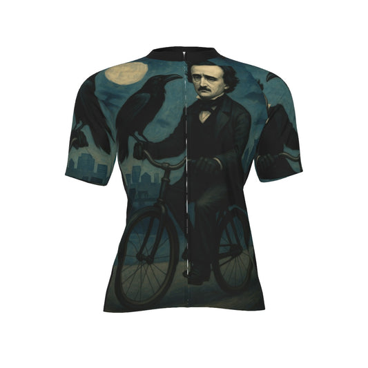 Edgar Allen Poe Raven Rides All-Over Print Raglan Men's Cycling Jersey