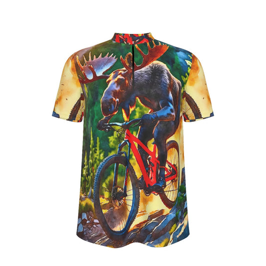Moose on the Loose All-over Print Men's MTB Jersey With Black Zipper