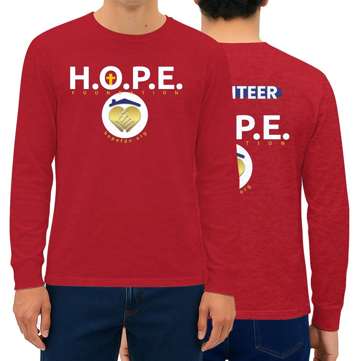 HOPE Volunteer Men’s Long Sleeve T-Shirt For The USA| 180GSM Double DTF