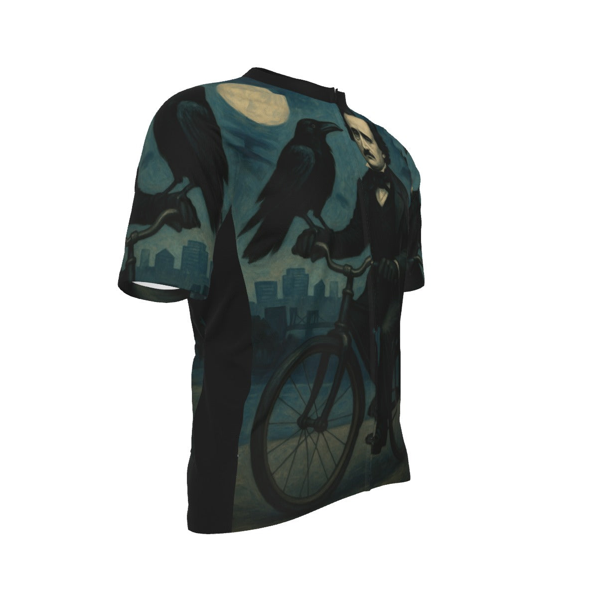 Edgar Allen Poe Raven Rides All-Over Print Raglan Men's Cycling Jersey