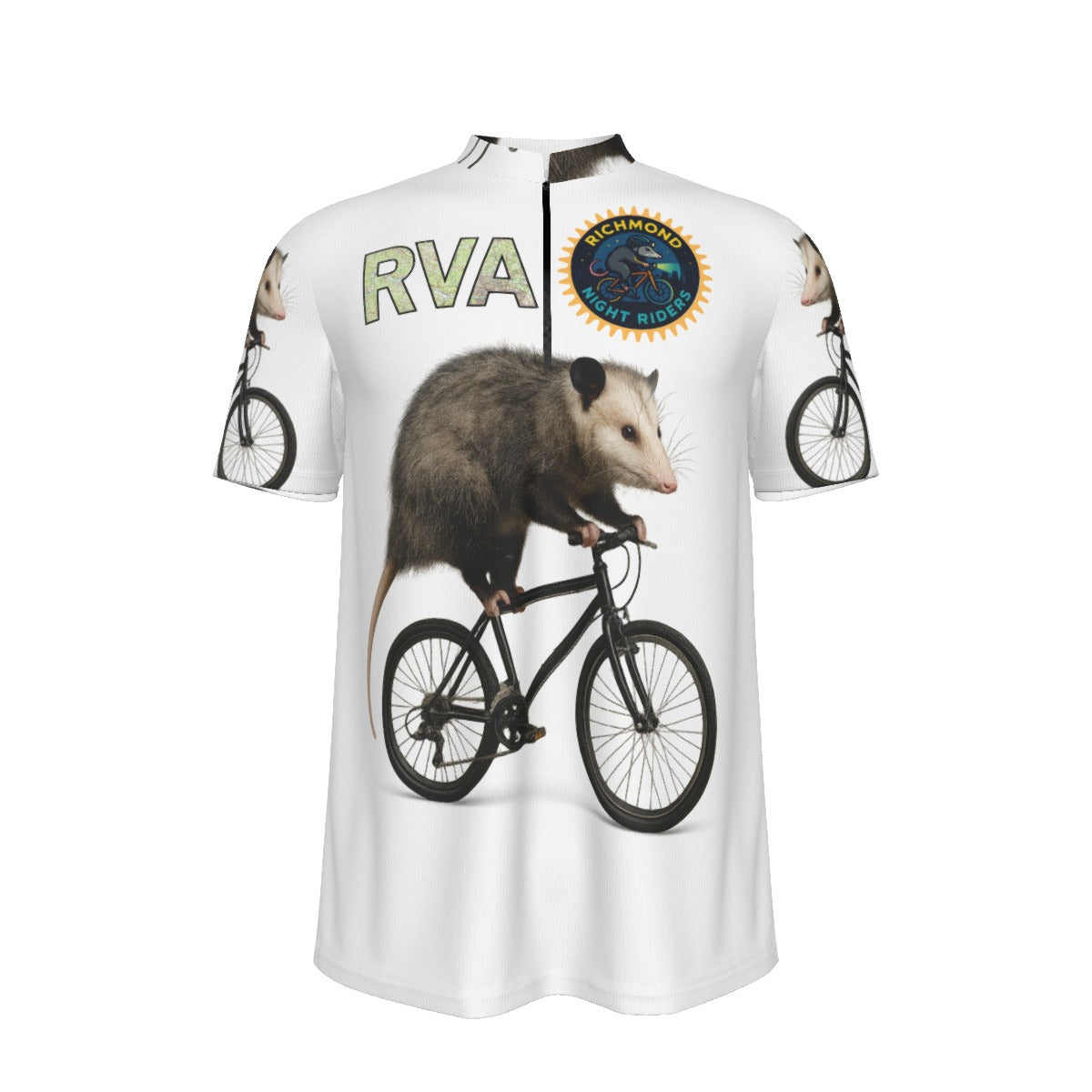 Richmond Night Riders White RVA All-over Print Men's MTB Jersey With Black Zipper