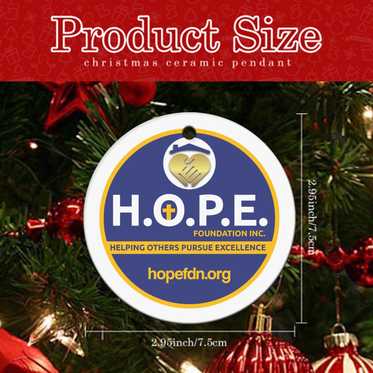 HOPE Round Christmas Ceramic Decoration Ornaments