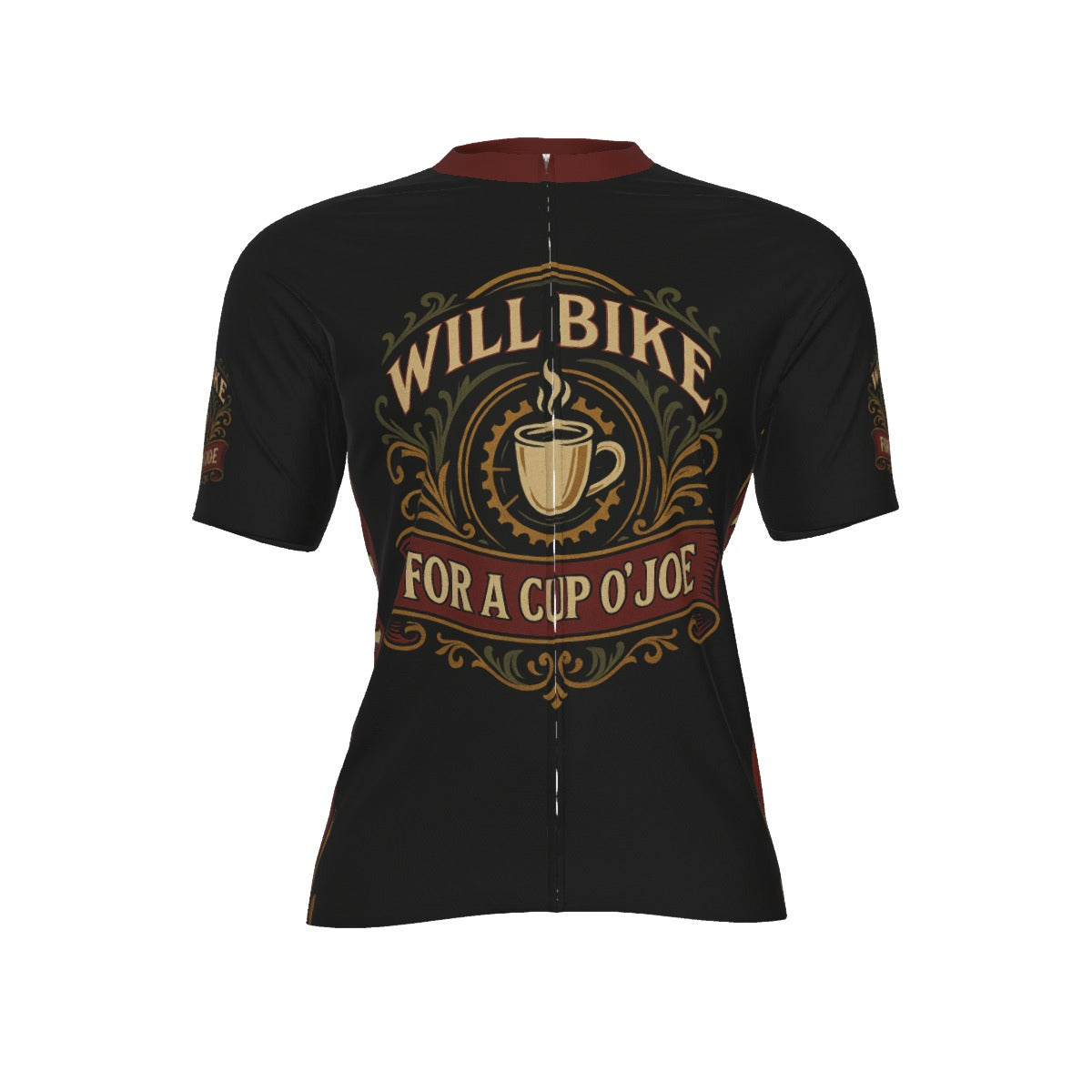 WILL BIKE For A Cup O'JOE All-Over Print Raglan Men's Cycling Jersey