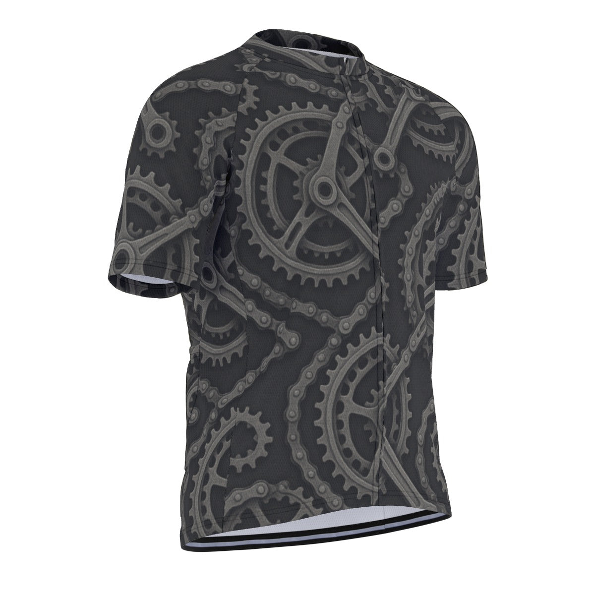 Cranks & Chains Gray All-Over Print Raglan Men's Cycling Jersey