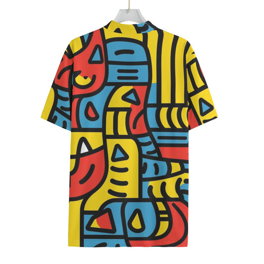 Colorful Abstract All-over Print Men's MTB Jersey With Black Zipper