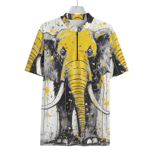 Elephant All-over Print Men's MTB Jersey With Black Zipper