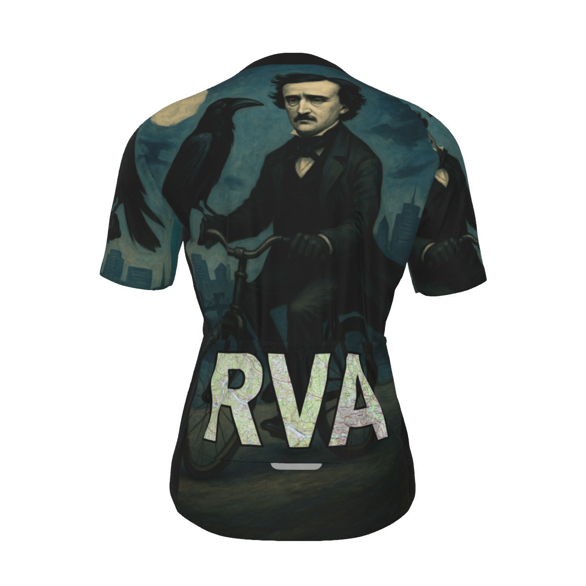 Edgar Allen Poe Raven Rides All-Over Print Raglan Men's Cycling Jersey